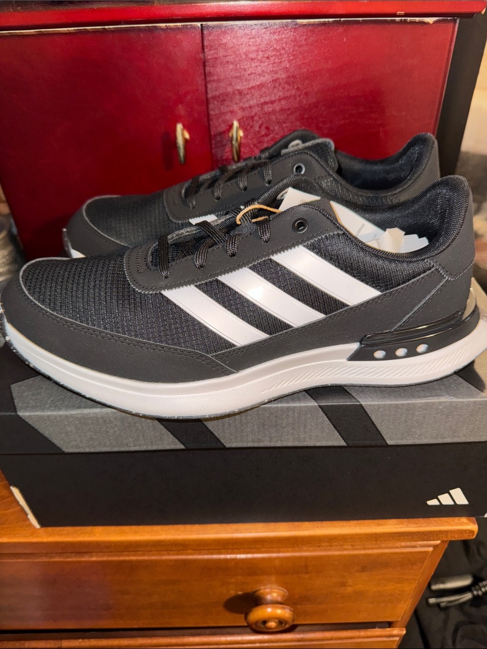 adidas Men's Black and White Golf Shoes